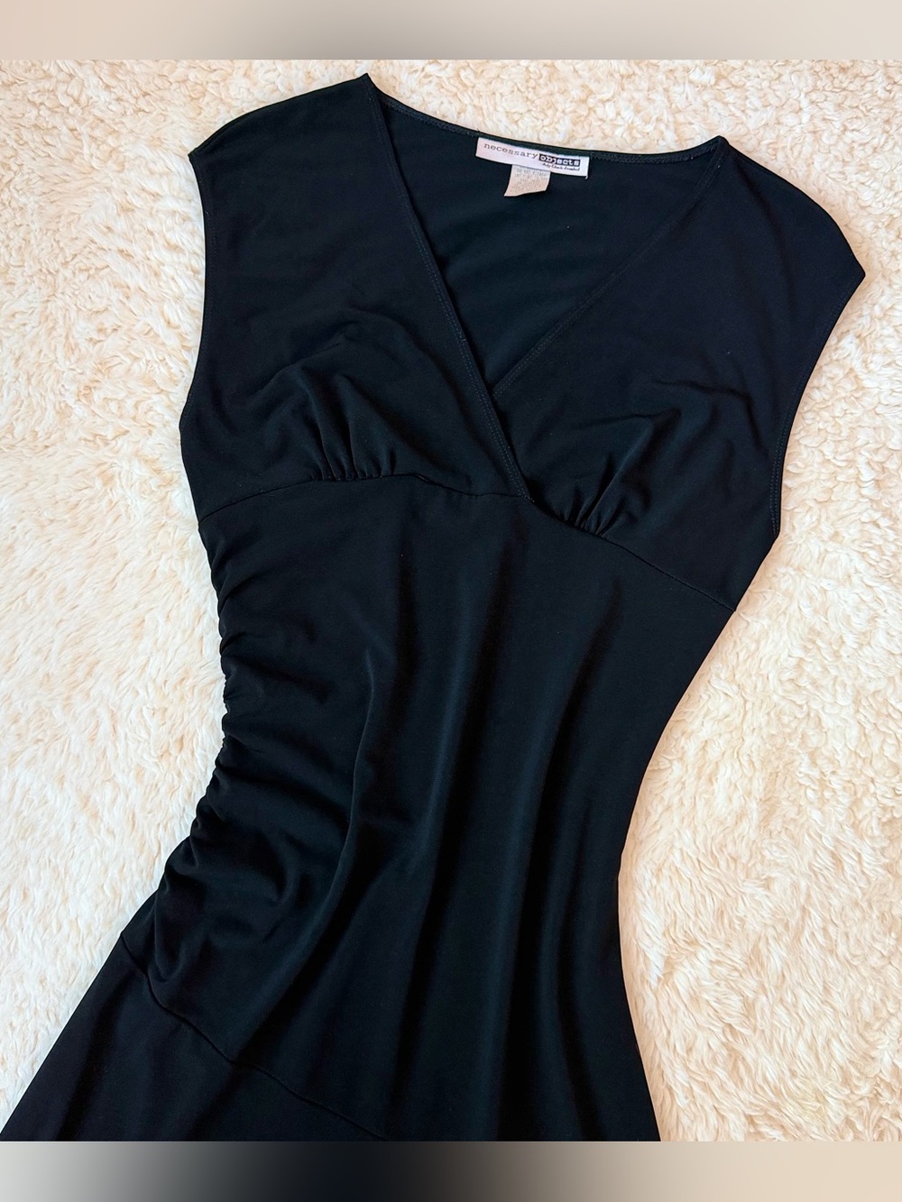 Y2K Vintage Necessary Objects Midi Dress Asymmetrical Waist Ruched Women’s S